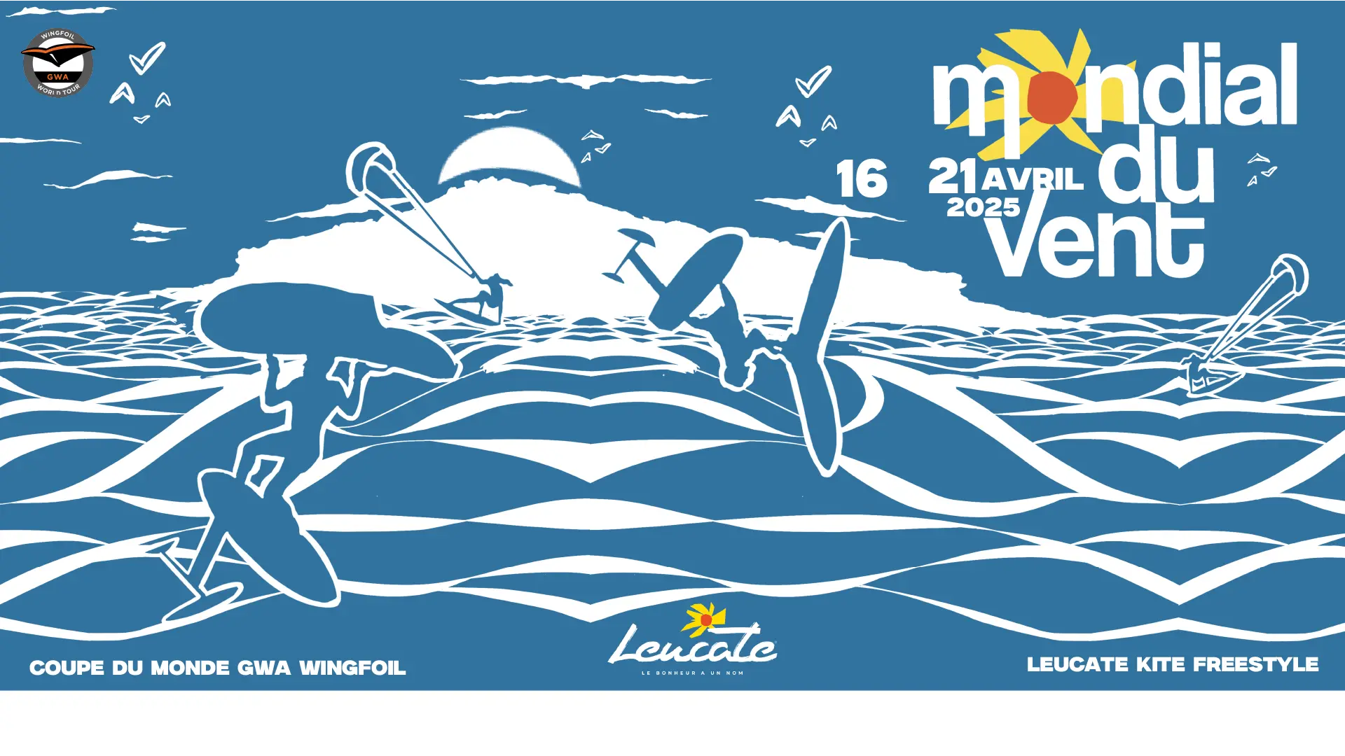 Affiche officielle du Mondial du Vent avec logo et dates de l'événement